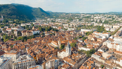 Fototapeta na wymiar Annecy, France. Historical city center. Annecy is a city in the Alps in southeastern France, Aerial View