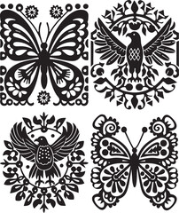 papel picado, Day of the Dead, Dia de los muetros. traditional Mexican banner paper cutting decoration