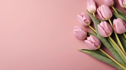 Top View of Vibrant Tulip Flowers, Creating a Stunning Background of Springtime Beauty and Color