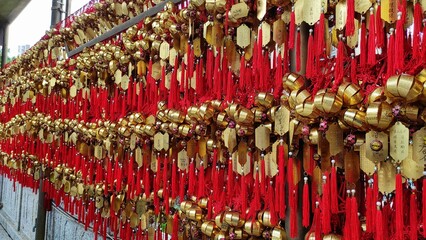 Chinese decoration hanging on the wall of Sik Sik Yuen ,Wong Tai Sin temple Hong Kong 