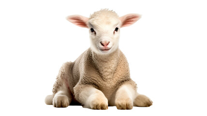 cute lamb, isolated on white background cutout