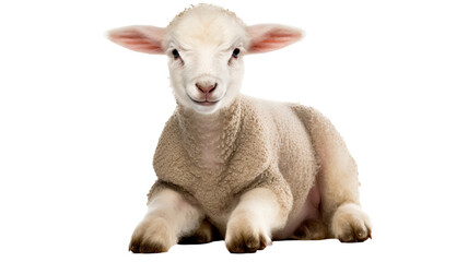 cute lamb, isolated on white background cutout