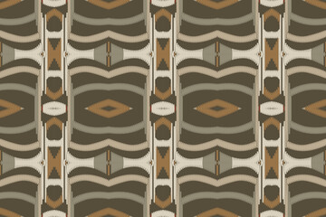 Ikat Fabric Paisley Embroidery Background. Ikat Seamless Geometric Ethnic Oriental Pattern traditional.aztec Style Abstract Vector illustration.design for Texture,fabric,clothing,wrapping,sarong.