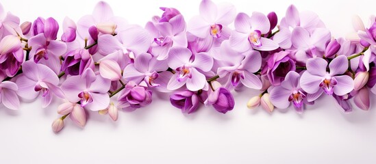 Fototapeta na wymiar Orchid flowers with white and purple backdrop