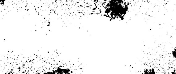 Black splashes on a transparent background. Grunge frame.