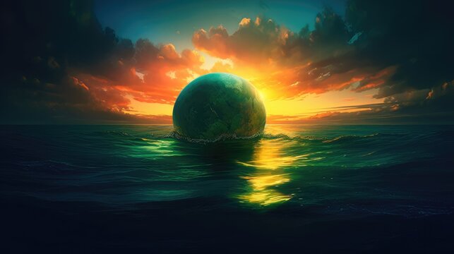 breathtaking image of a green globe floating