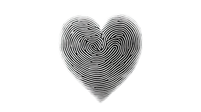 fingerprint heart isolated on white background