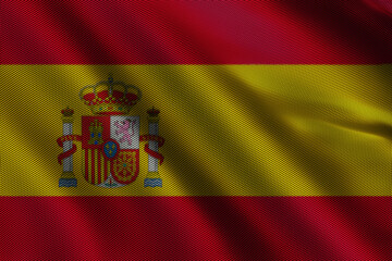 Fototapeta premium 3d illustration flag of Spain. Close up waving flag of Spain.