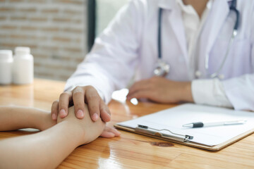 Kind doctor offering a loving gesture to a sick person during a health crisis.