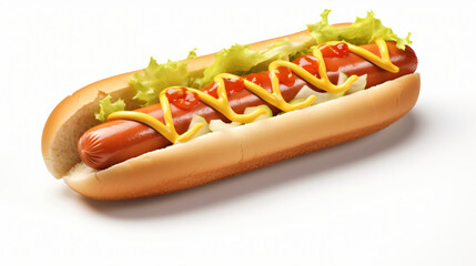 Hotdog isolated on white background studio shot fast