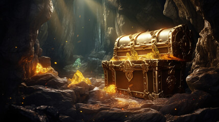Grand cave treasure inside treasure chest.