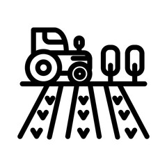 Agriculture icon. Tractors and fields. Modern farming icon