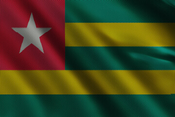 3d illustration flag of Togo. Close up waving flag of Togo.