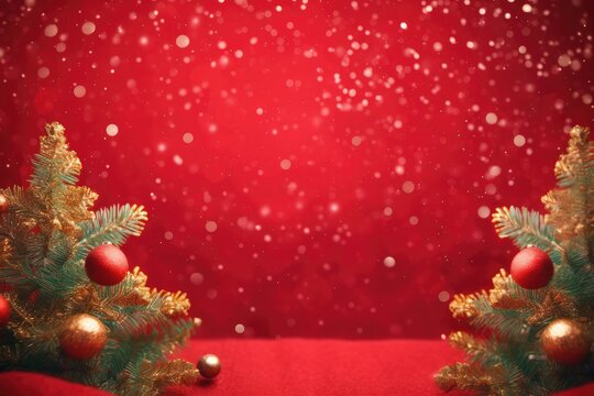 This vector illustration showcases a beautiful Christmas background with a Christmas tree, balls, and snowflakes.

 Generative AI