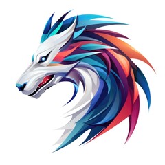 Obraz premium Simple graphic logo of dragon on white background.