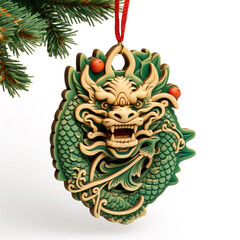 Green wooden Chinese dragon Symbol of 2024