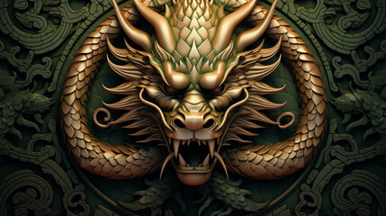 Green wooden Chinese dragon Symbol of 2024