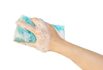 car washing sponge in hand PNG transparent