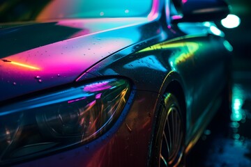 Close up car part detailed colorful background