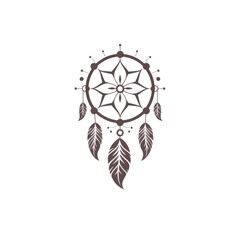 Fototapeta premium Illustration of colorful dreamcatcher on white background.