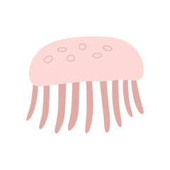 Cute jellyfish. Vector flat illustration. Cartoon sea translucent animal.