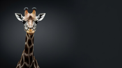Obraz premium Front view of a giraffe on isolatedbackground. Wild animals banner with empty copy space