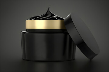 Black mockup cream jar template