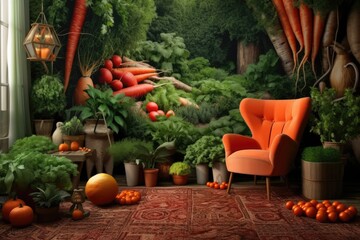 Fototapeta na wymiar Playful Home Interior Inspired by the Vibrancy and Fun of Carrots