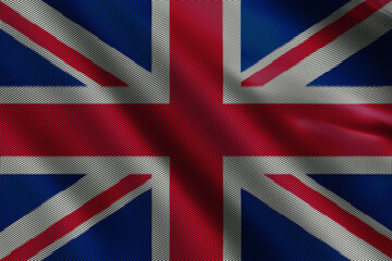 Fototapeta premium 3d illustration flag of United Kingdom. Close up waving flag of United Kingdom.