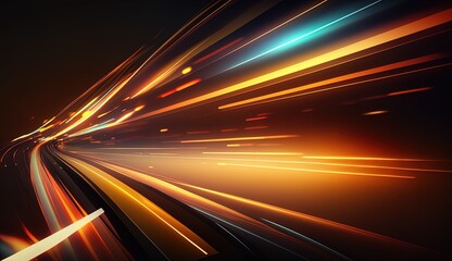 Abstract Orange light trails colorful background Ai generate