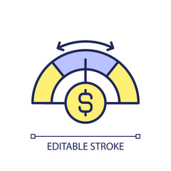 2D editable cost control icon representing construction cost, isolated vector, multicolor thin line illustration.