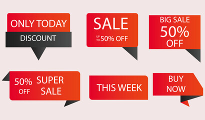 sale banner collection, promotion label orange