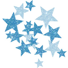 Blue star glitter on transparent backgroud. Design for decorating,background, wallpaper, illustration