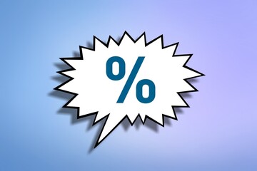 Percent sign symbol on colored background.