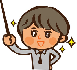 セミナーの司会をする男性のイラスト