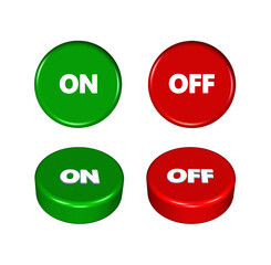 3D button on off sign icon green and red color