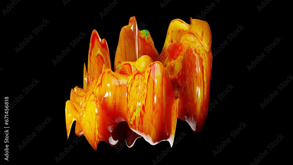 Poster bright abstract deforming figure with a smooth glossy surface. looping animated background. 3d rende