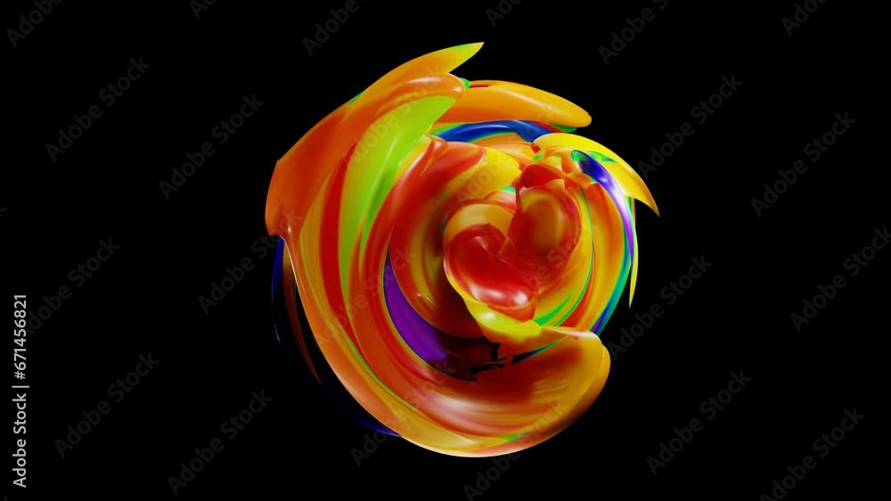 Poster bright abstract deforming figure with a smooth glossy surface. looping animated background. 3d rende