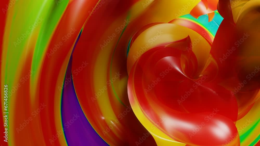 Poster bright abstract deforming figure with a smooth glossy surface. looping animated background. 3d rende