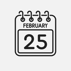 Icon page calendar day - 25 February