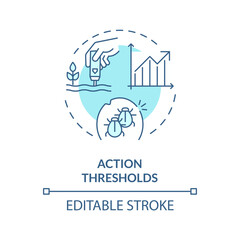 2D editable blue action thresholds icon, monochromatic isolated vector, integrated pest management thin line illustration.