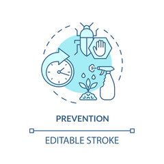 2D editable blue prevention icon, monochromatic isolated vector, integrated pest management thin line illustration.