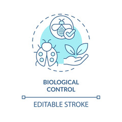 2D editable blue biological control icon, monochromatic isolated vector, integrated pest management thin line illustration.
