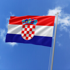 Croatia flag fluttering in the wind on sky.