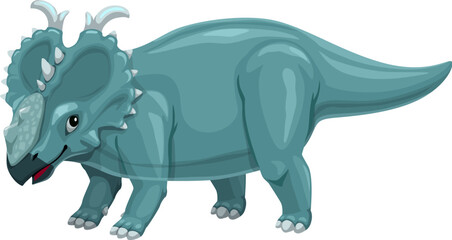 Pachyrhinosaurus dinosaur cartoon character. Extinct lizard, prehistoric animal or paleontology dinosaur vector cheerful personage. Jurassic era reptile character or Pachyrhinosaurus happy mascot