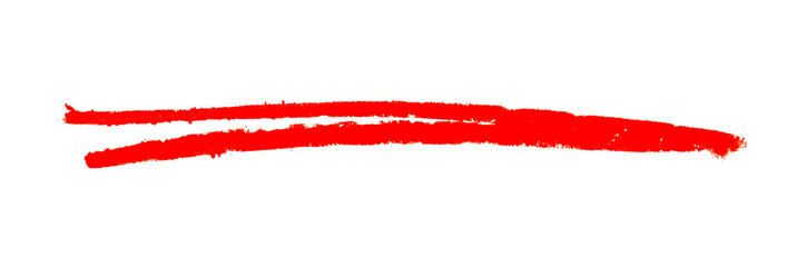 Rote Linie zum Unterstreichen gemalt mit einem Pinsel