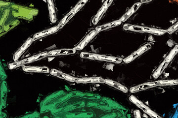 Oil painting and various flowers, chrysanthemums, beautiful wedding illustrations