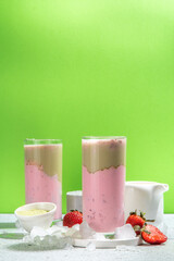 Strawberry and matcha latte cocktail