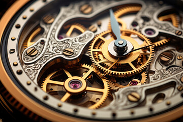 Fototapeta na wymiar Close-up of old clock mechanism with gears