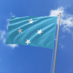 Micronesia flag fluttering in the wind on sky.